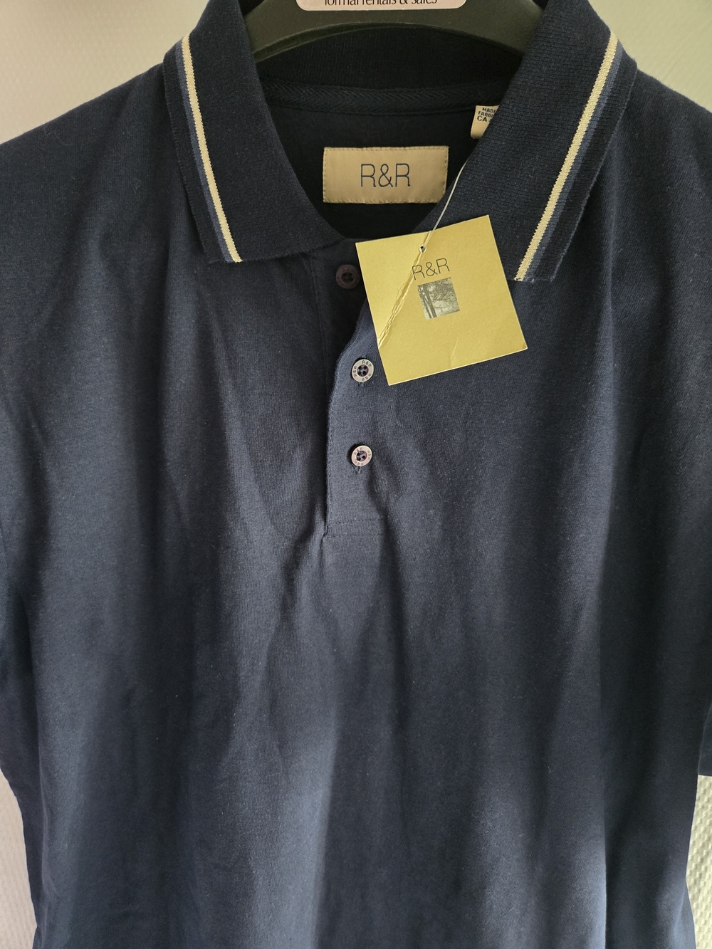 R&R Classic Navy Polo with Contrast Collar Trim